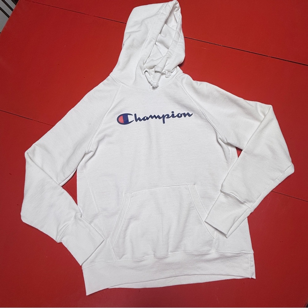 CHAMPION WHITE HOODED SWEATSHIRT